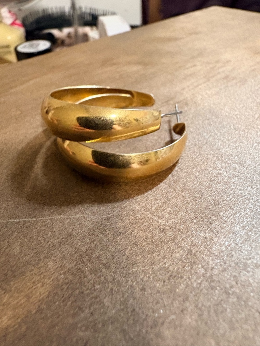 Vintage Gold Curved Hoop Earrings